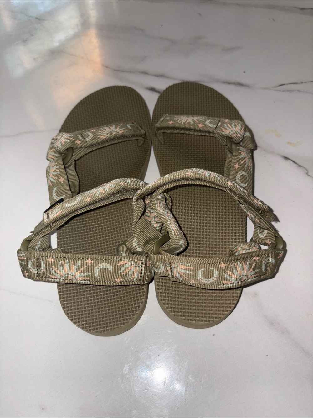 Teva Olive Green Strappy Sandals with Light Floral Accents - Picture 3 of 5